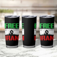 Free Iran Freedom Protest Tumbler Cup Iranian Flag Raised Fist and Crowd Revolution