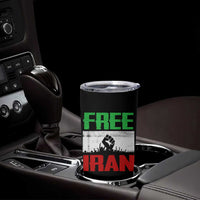 Free Iran Freedom Protest Tumbler Cup Iranian Flag Raised Fist and Crowd Revolution
