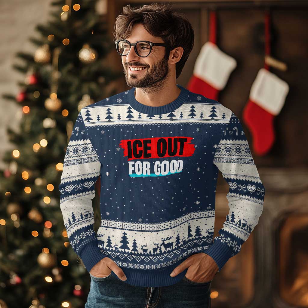 Ice Out For Good Ugly Christmas Sweater Subtle Against Ice Protest Political Resistance