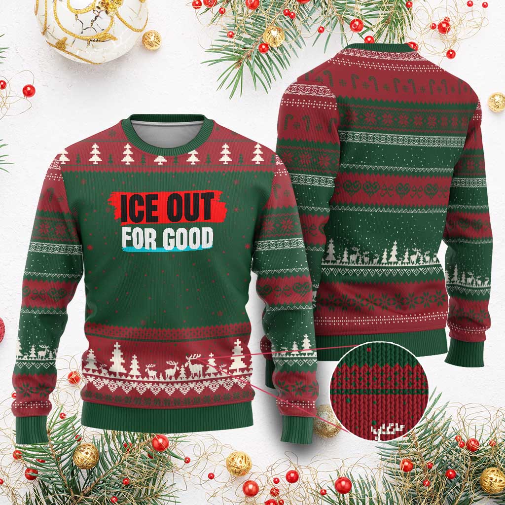 Ice Out For Good Ugly Christmas Sweater Subtle Against Ice Protest Political Resistance