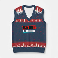 Ice Out For Good V-Neck Knit Sweater Vest Subtle Against Ice Protest Political Resistance