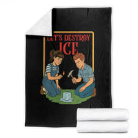 Let’s Destroy ICE Throw Blanket Retro Parody Protest with Satirical Childhood Graphic