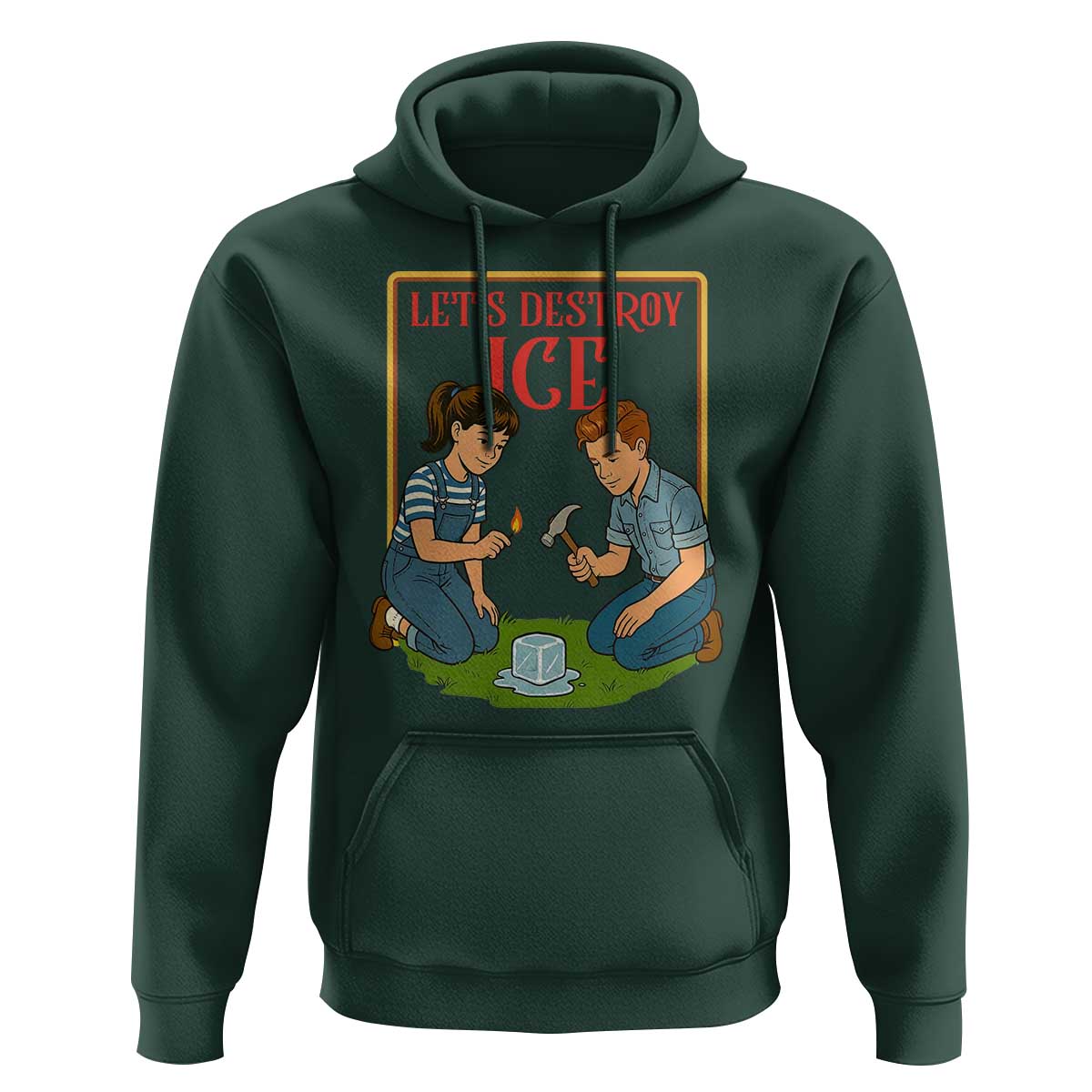 Let’s Destroy ICE Hoodie Retro Parody Protest with Satirical Childhood Graphic
