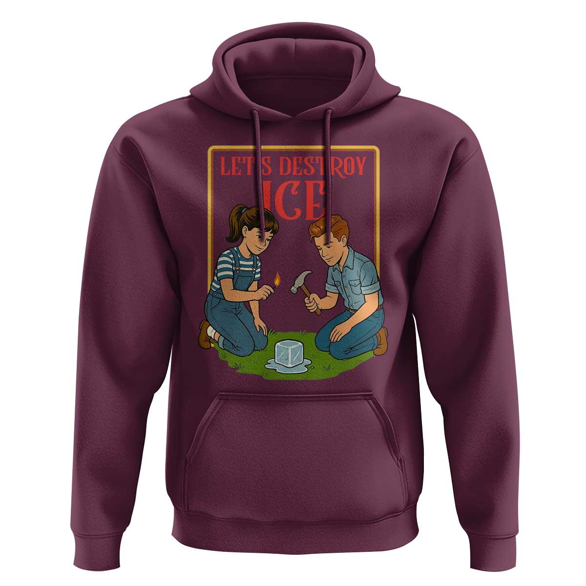 Let’s Destroy ICE Hoodie Retro Parody Protest with Satirical Childhood Graphic