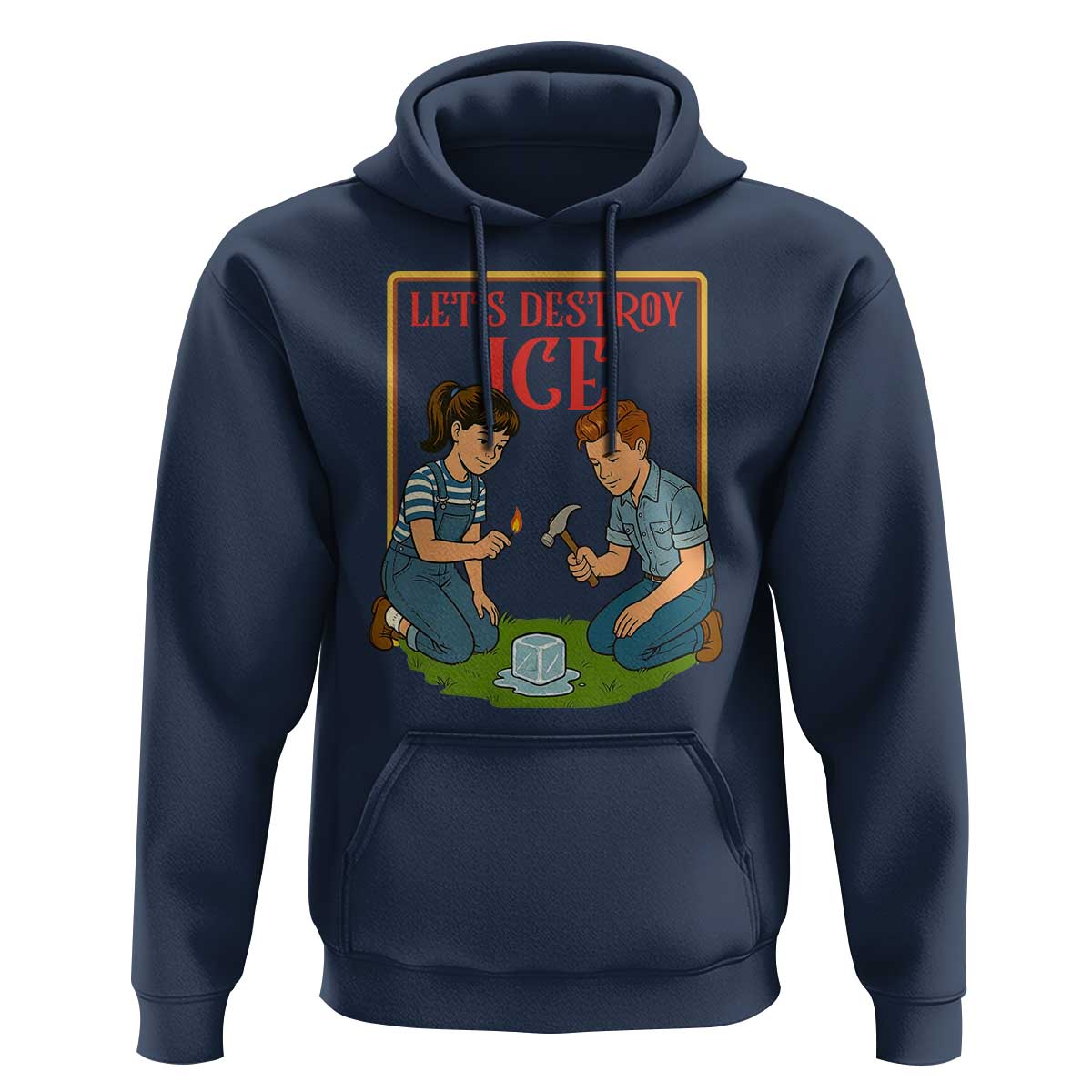 Let’s Destroy ICE Hoodie Retro Parody Protest with Satirical Childhood Graphic