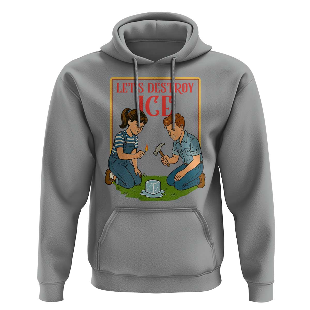 Let’s Destroy ICE Hoodie Retro Parody Protest with Satirical Childhood Graphic