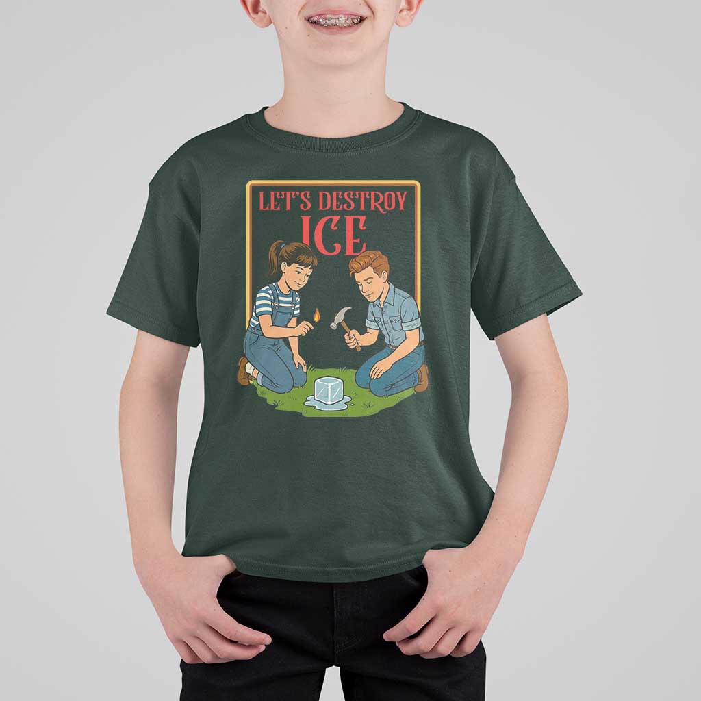 Let’s Destroy ICE T Shirt For Kid Retro Parody Protest with Satirical Childhood Graphic