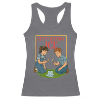 Let’s Destroy ICE Racerback Tank Top Retro Parody Protest with Satirical Childhood Graphic