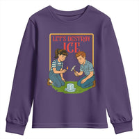Let’s Destroy ICE Youth Sweatshirt Retro Parody Protest with Satirical Childhood Graphic