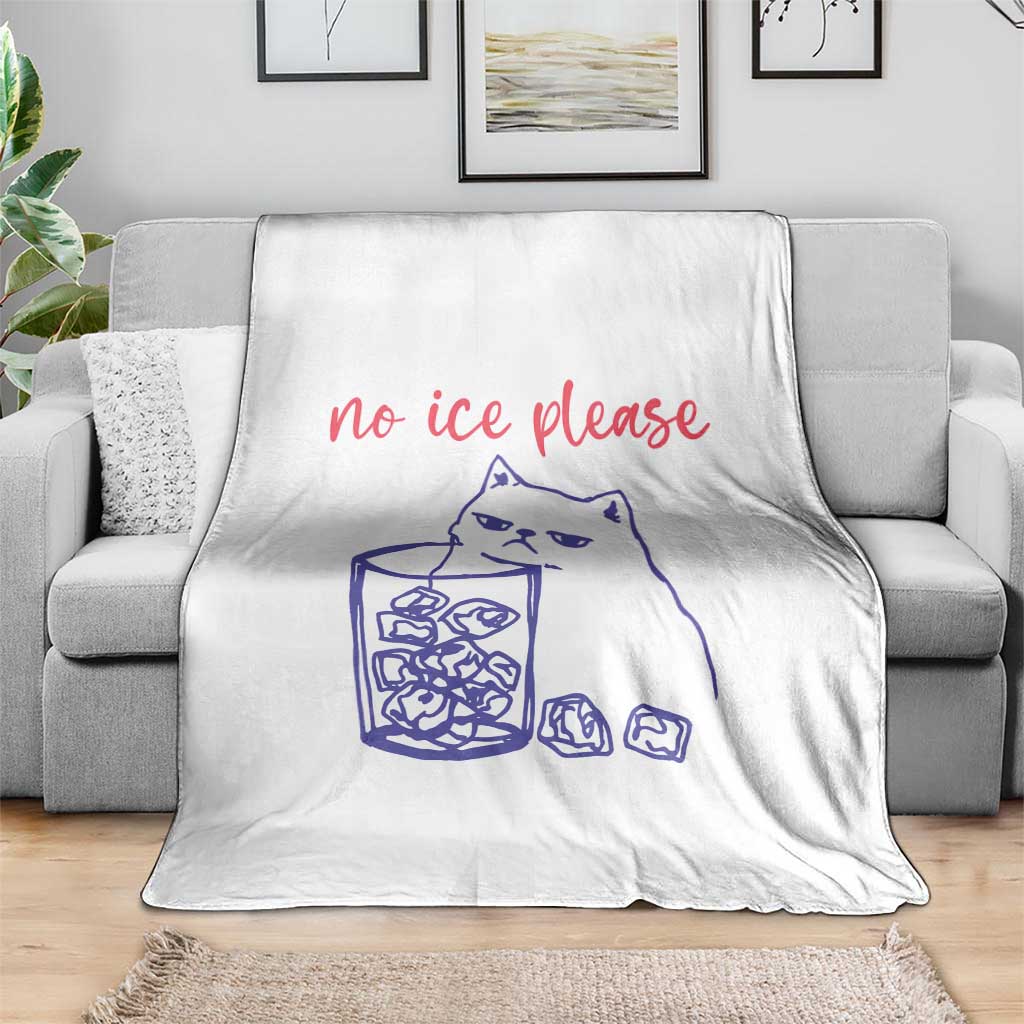 No Ice Please Funny Cat Meme Throw Blanket Subtle Against Ice Protest Political Resistance