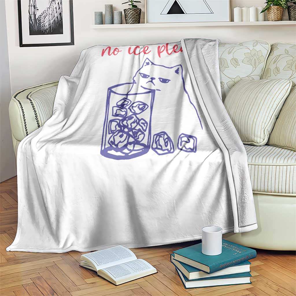 No Ice Please Funny Cat Meme Throw Blanket Subtle Against Ice Protest Political Resistance