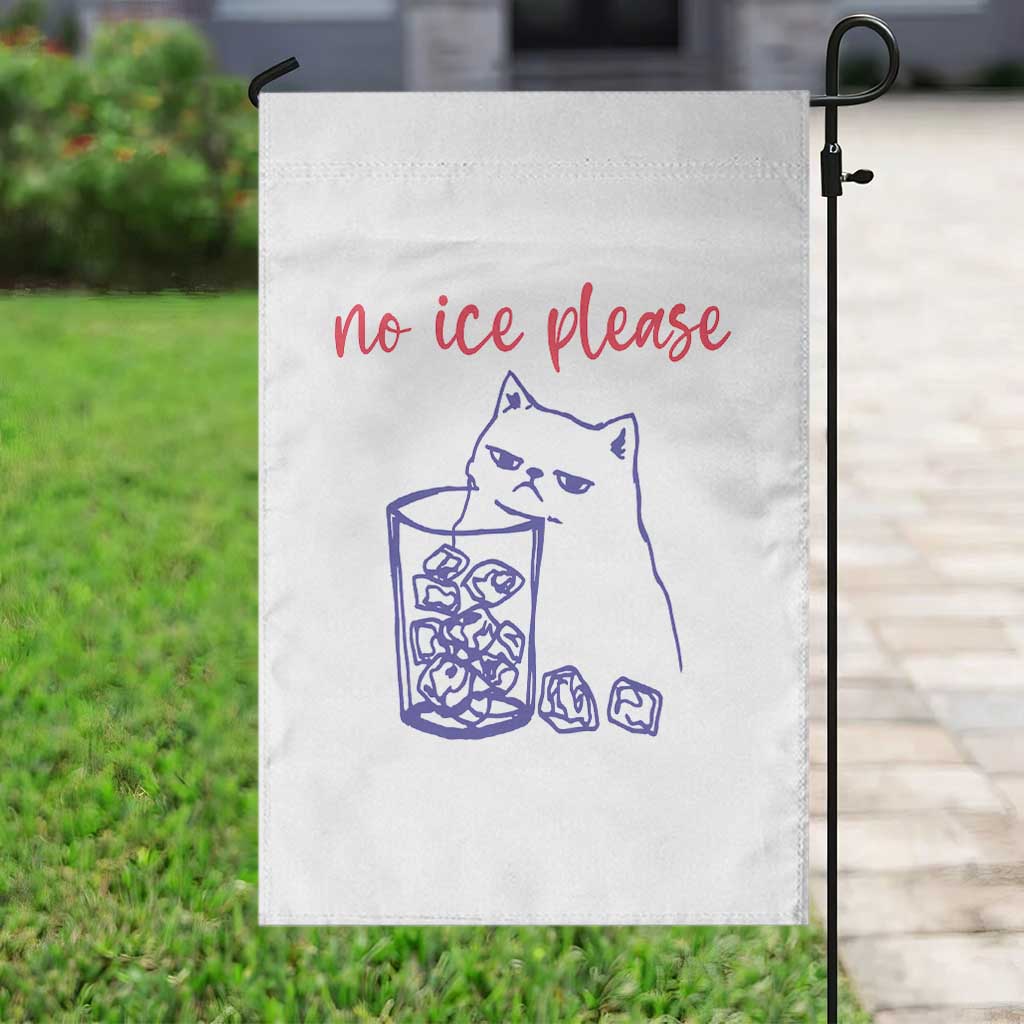 No Ice Please Funny Cat Meme Garden Flag Subtle Against Ice Protest Political Resistance