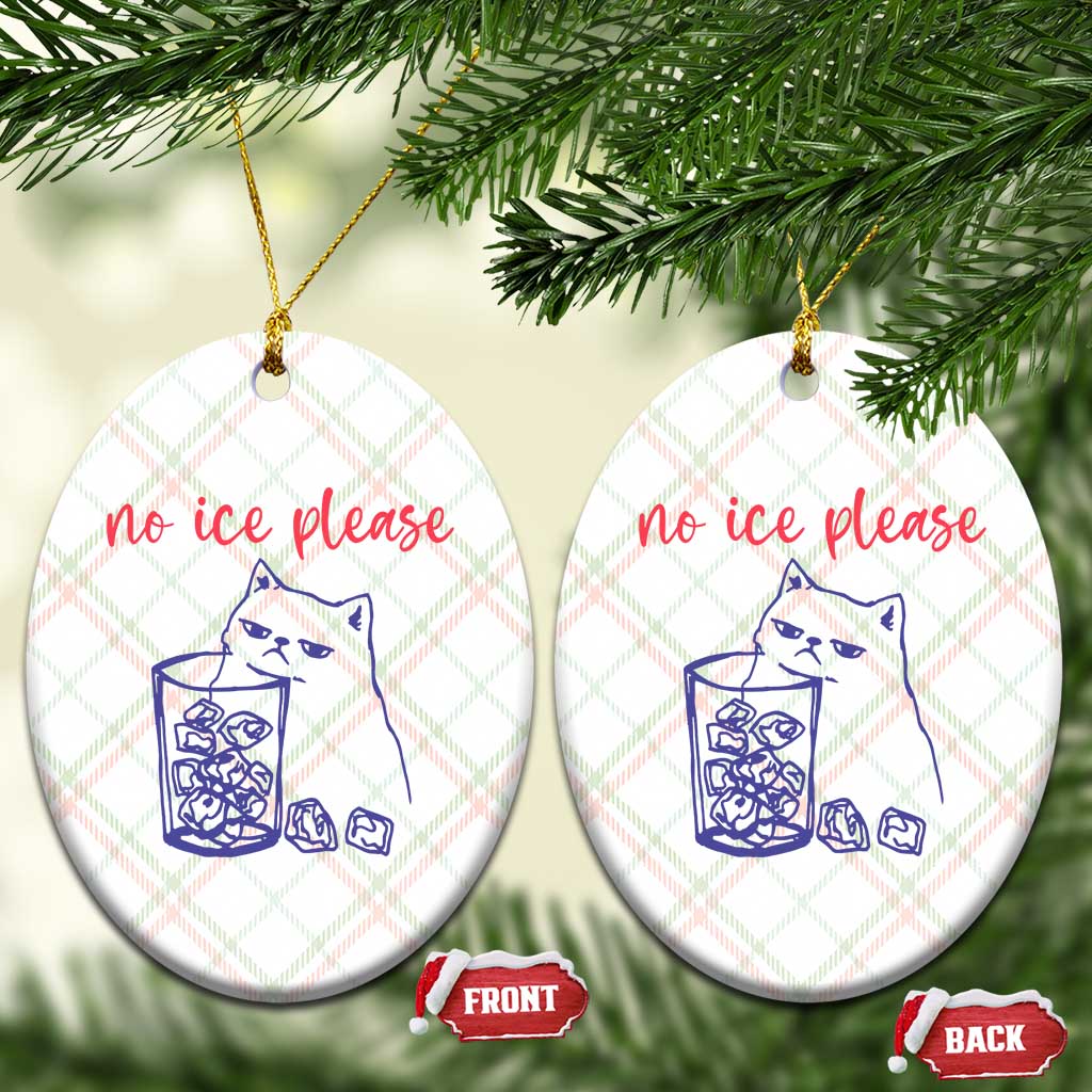 No Ice Please Funny Cat Meme Ceramic Ornament Subtle Against Ice Protest Political Resistance