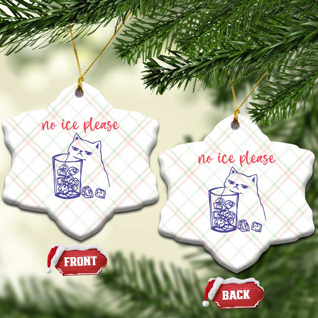 No Ice Please Funny Cat Meme Ceramic Ornament Subtle Against Ice Protest Political Resistance