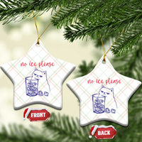No Ice Please Funny Cat Meme Ceramic Ornament Subtle Against Ice Protest Political Resistance