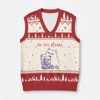 No Ice Please Funny Cat Meme V-Neck Knit Sweater Vest Subtle Against Ice Protest Political Resistance