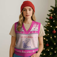 No Ice Please Funny Cat Meme V-Neck Knit Sweater Vest Subtle Against Ice Protest Political Resistance