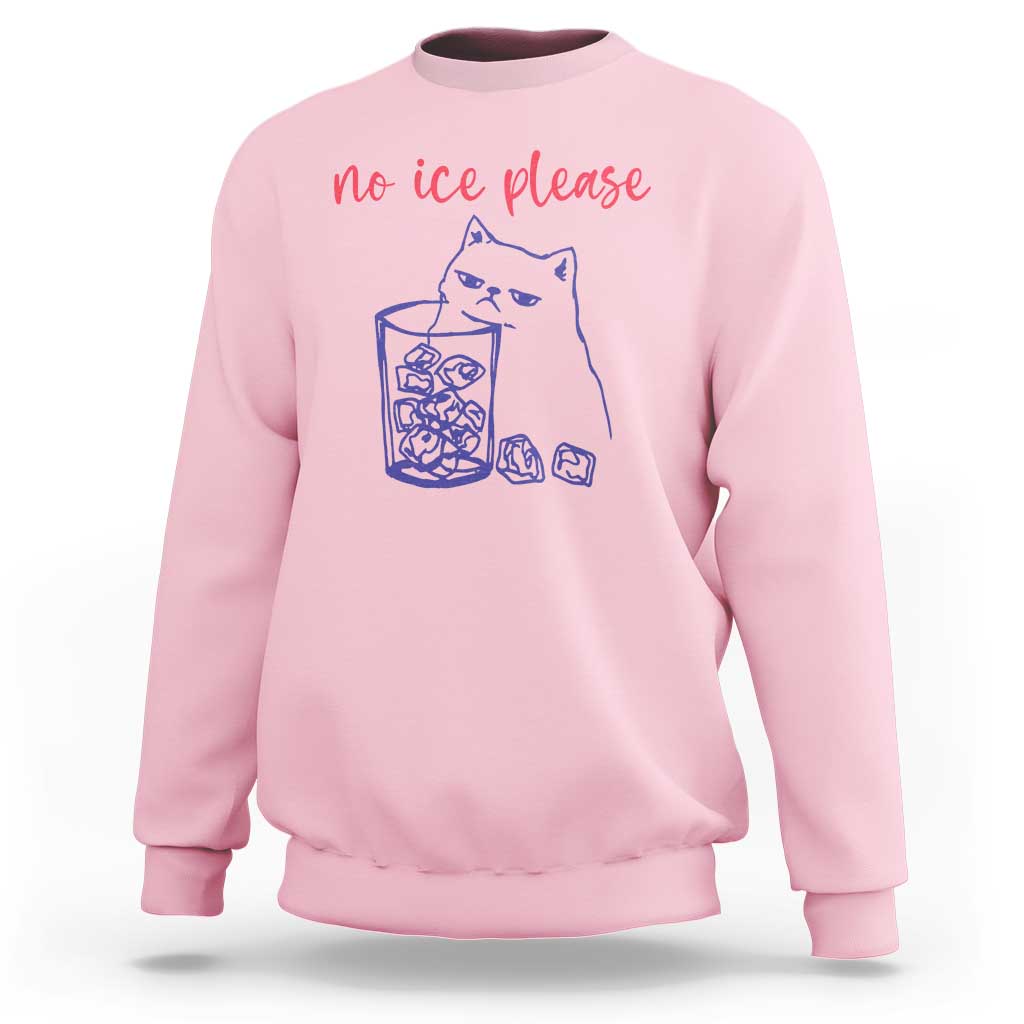 No Ice Please Funny Cat Meme Sweatshirt Subtle Against Ice Protest Political Resistance