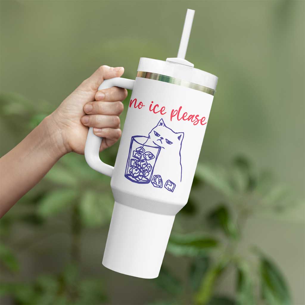 No Ice Please Funny Cat Meme Tumbler With Handle Subtle Against Ice Protest Political Resistance