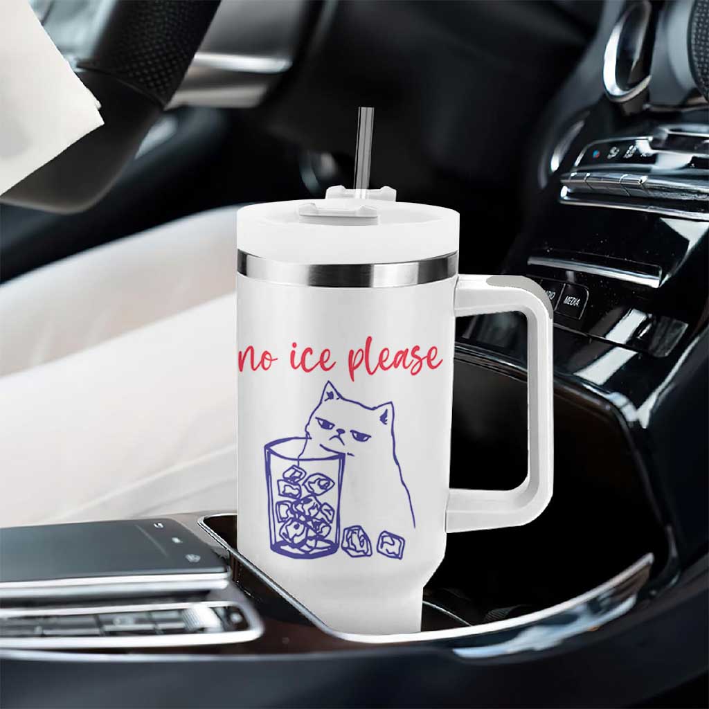 No Ice Please Funny Cat Meme Tumbler With Handle Subtle Against Ice Protest Political Resistance