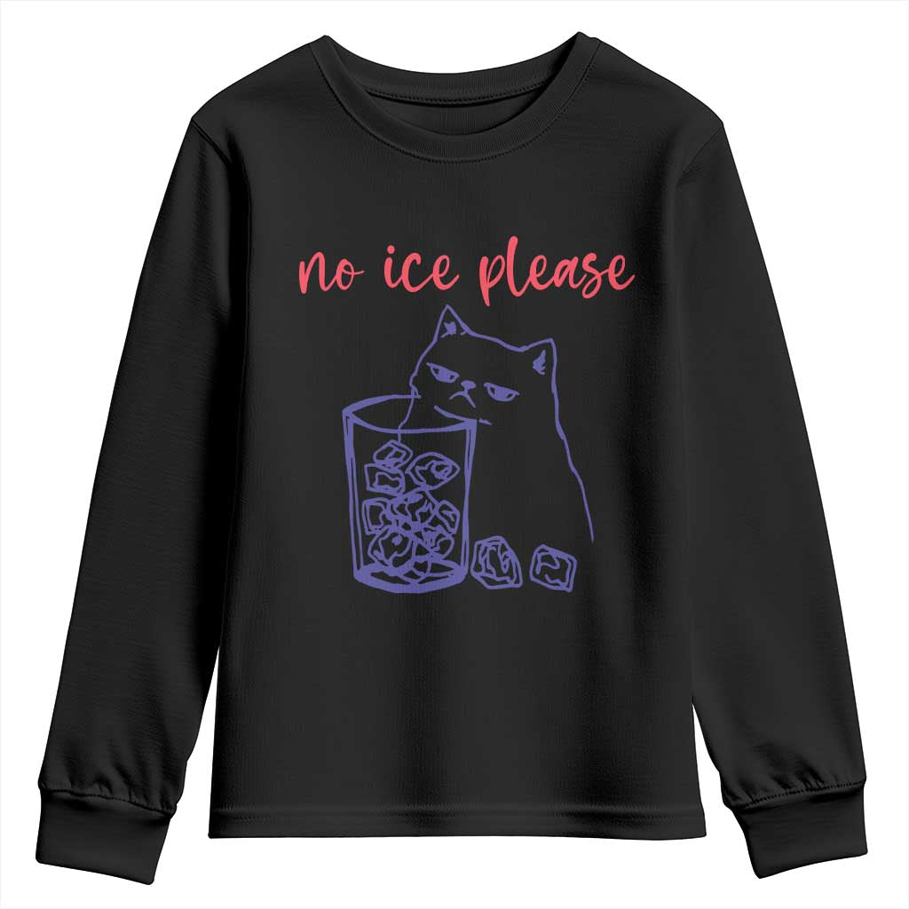 No Ice Please Funny Cat Meme Youth Sweatshirt Subtle Against Ice Protest Political Resistance