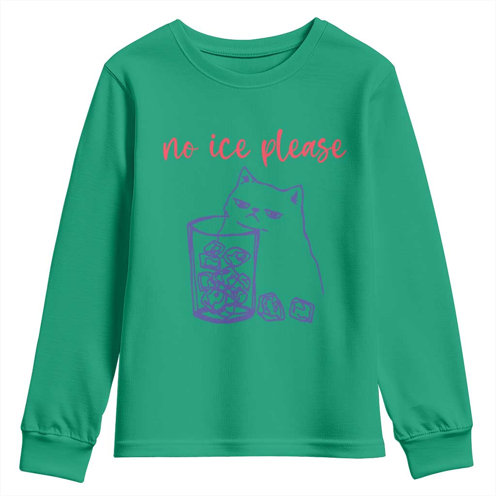 No Ice Please Funny Cat Meme Youth Sweatshirt Subtle Against Ice Protest Political Resistance