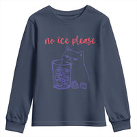 No Ice Please Funny Cat Meme Youth Sweatshirt Subtle Against Ice Protest Political Resistance