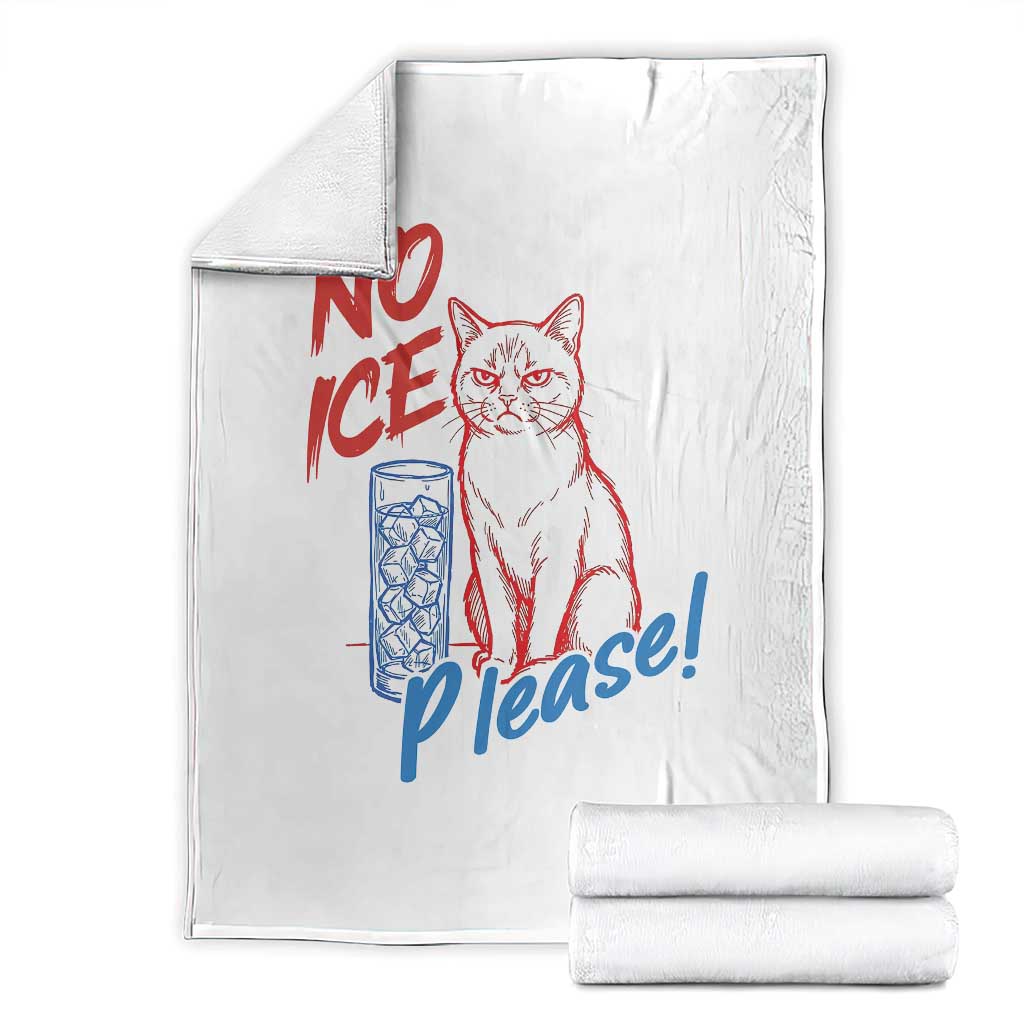 No Ice Please Angry Cat Graphic Throw Blanket Subtle Against Ice Protest Political Resistance