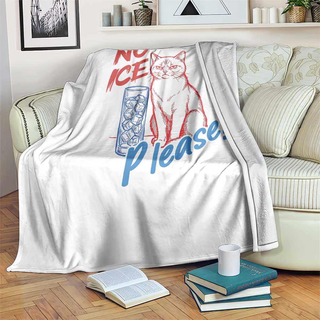 No Ice Please Angry Cat Graphic Throw Blanket Subtle Against Ice Protest Political Resistance
