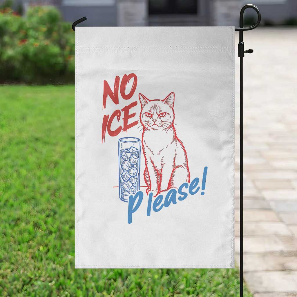 No Ice Please Angry Cat Graphic Garden Flag Subtle Against Ice Protest Political Resistance