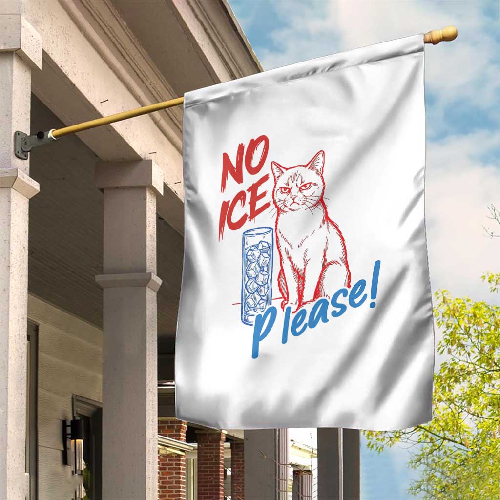 No Ice Please Angry Cat Graphic Garden Flag Subtle Against Ice Protest Political Resistance