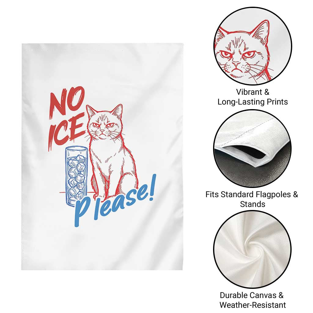No Ice Please Angry Cat Graphic Garden Flag Subtle Against Ice Protest Political Resistance