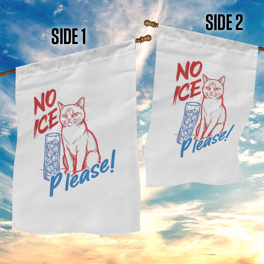 No Ice Please Angry Cat Graphic Garden Flag Subtle Against Ice Protest Political Resistance