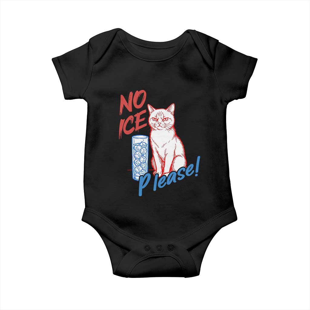No Ice Please Angry Cat Graphic Baby Onesie Subtle Against Ice Protest Political Resistance