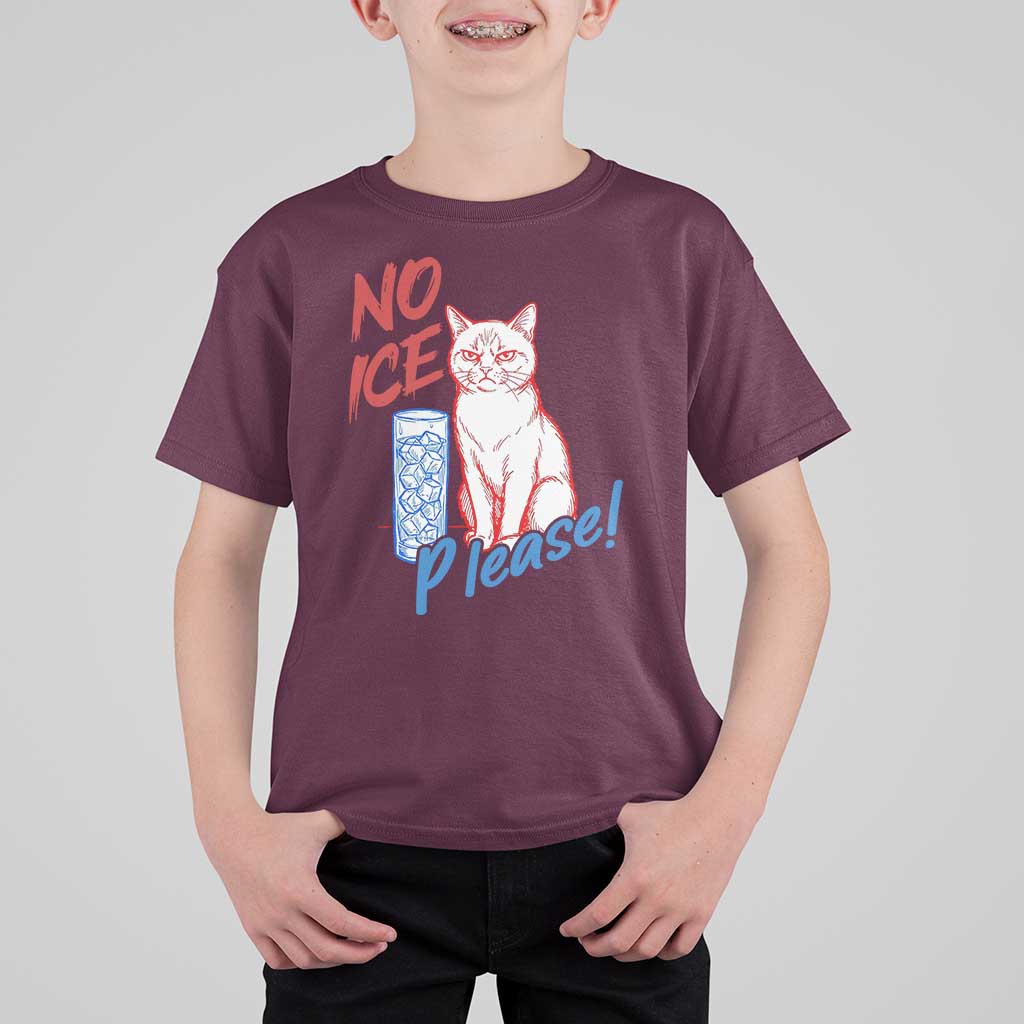 No Ice Please Angry Cat Graphic T Shirt For Kid Subtle Against Ice Protest Political Resistance