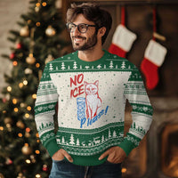 No Ice Please Angry Cat Graphic Ugly Christmas Sweater Subtle Against Ice Protest Political Resistance