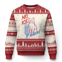 No Ice Please Angry Cat Graphic Ugly Christmas Sweater Subtle Against Ice Protest Political Resistance