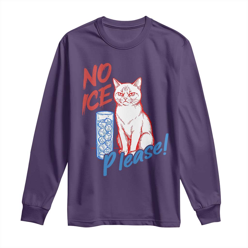 No Ice Please Angry Cat Graphic Long Sleeve Shirt Subtle Against Ice Protest Political Resistance