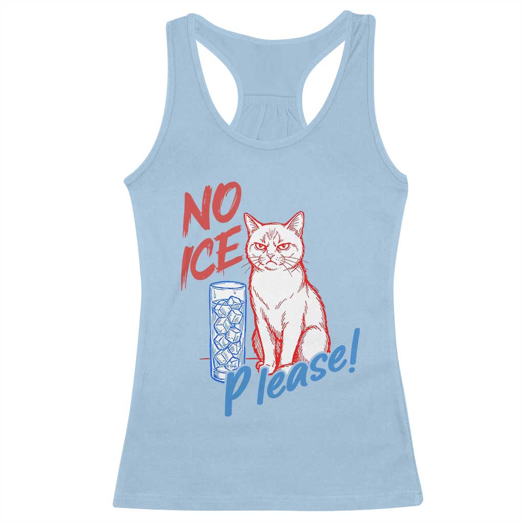 No Ice Please Angry Cat Graphic Racerback Tank Top Subtle Against Ice Protest Political Resistance