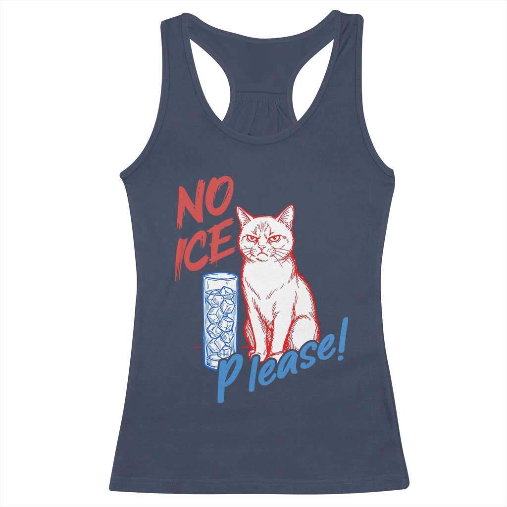 No Ice Please Angry Cat Graphic Racerback Tank Top Subtle Against Ice Protest Political Resistance