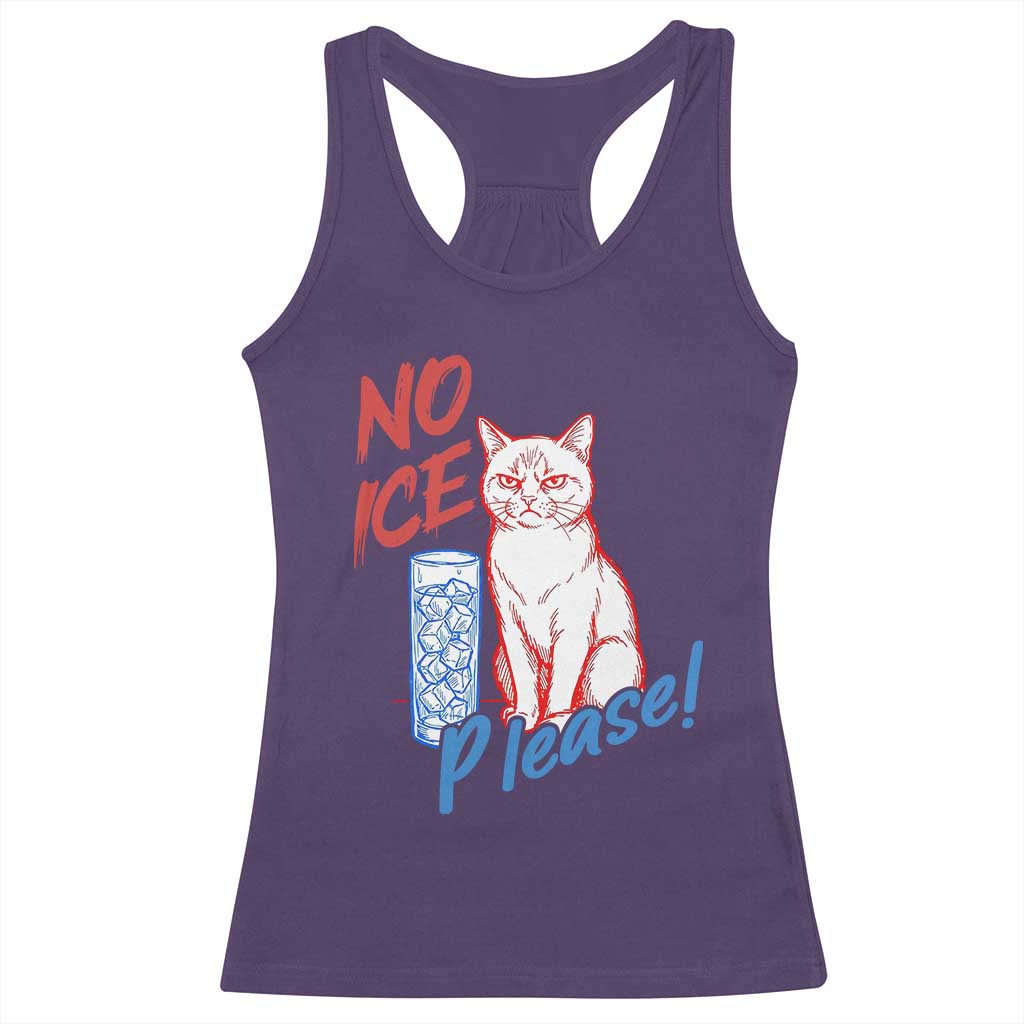 No Ice Please Angry Cat Graphic Racerback Tank Top Subtle Against Ice Protest Political Resistance
