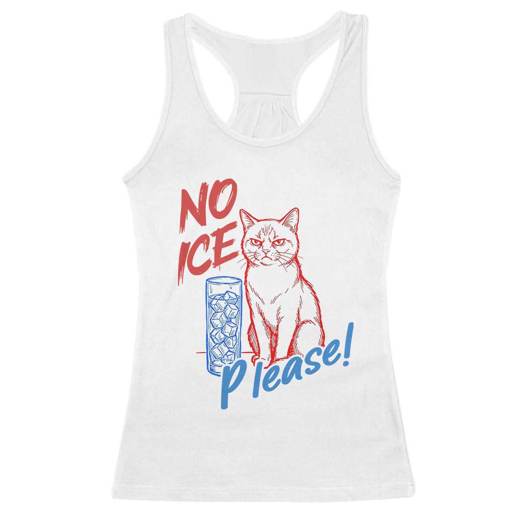 No Ice Please Angry Cat Graphic Racerback Tank Top Subtle Against Ice Protest Political Resistance