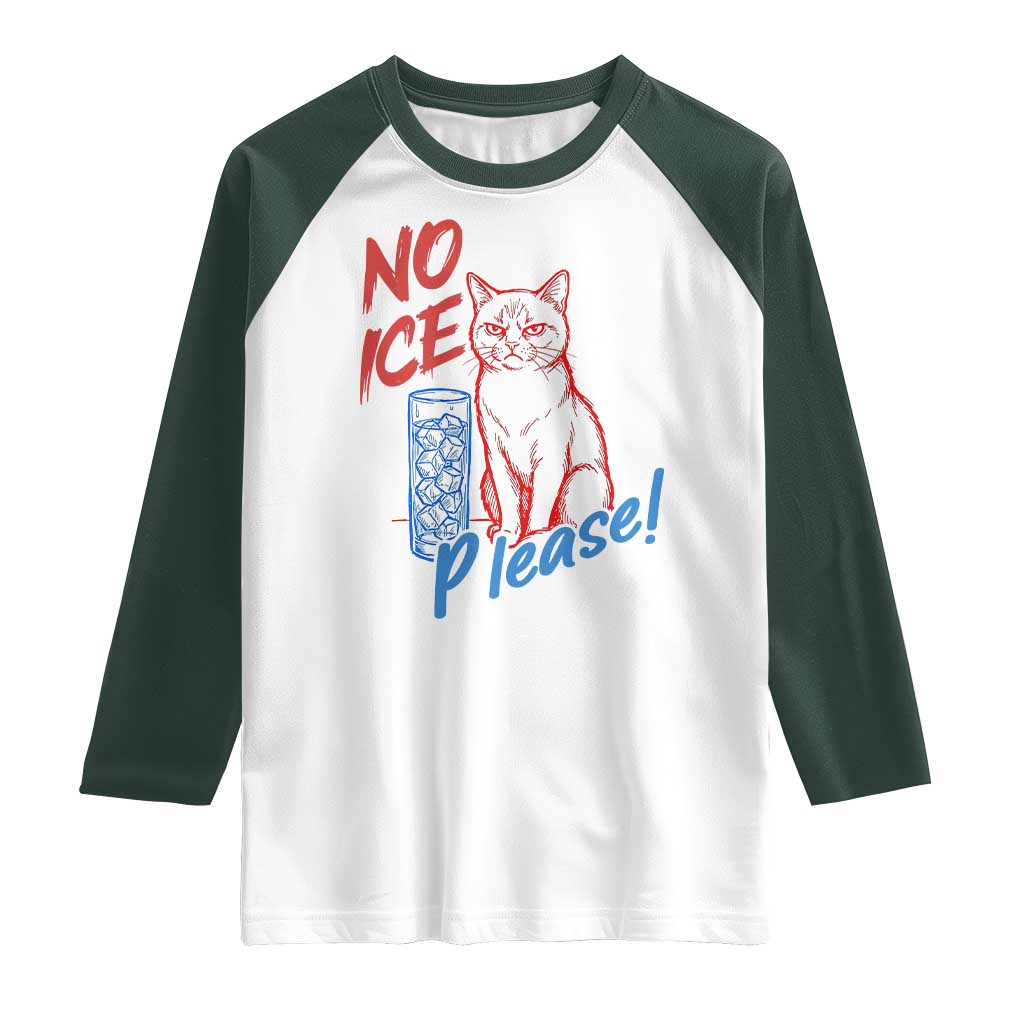 No Ice Please Angry Cat Graphic Raglan Shirt Subtle Against Ice Protest Political Resistance