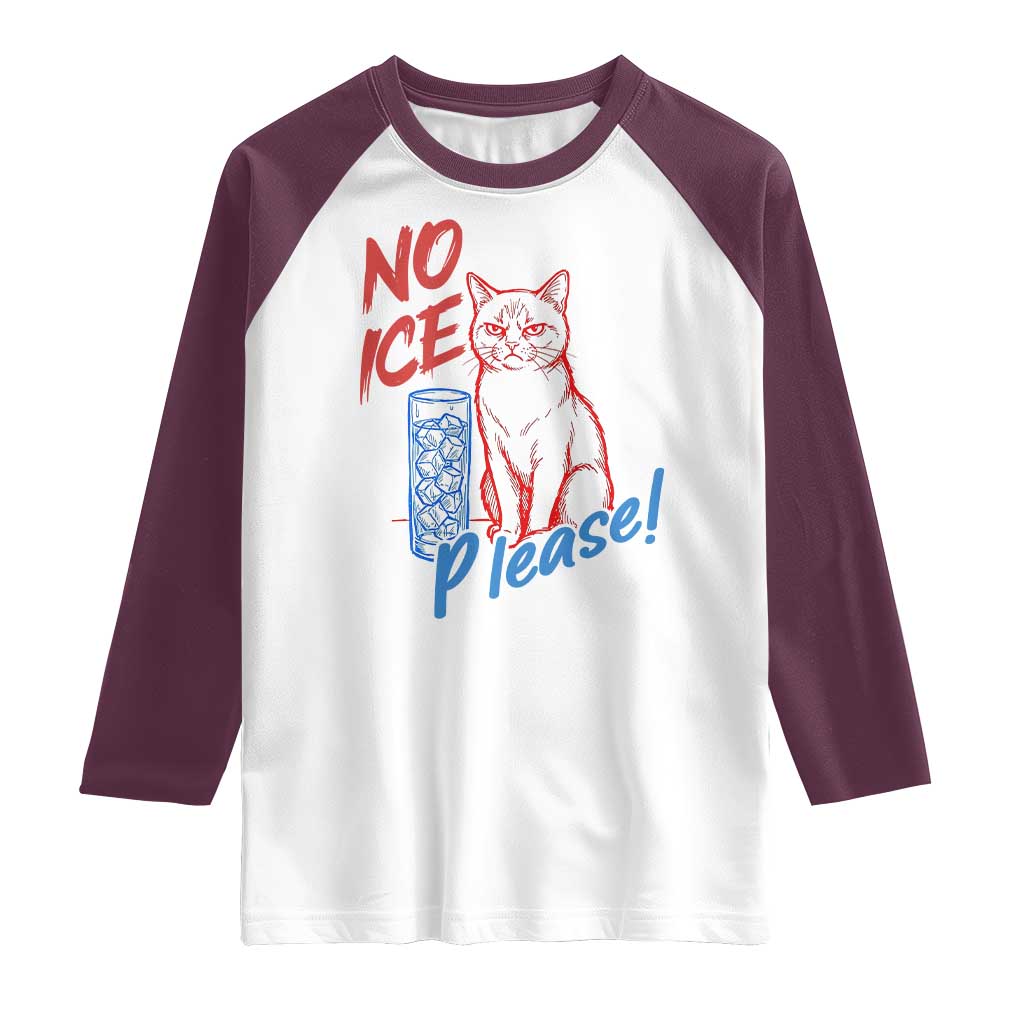 No Ice Please Angry Cat Graphic Raglan Shirt Subtle Against Ice Protest Political Resistance
