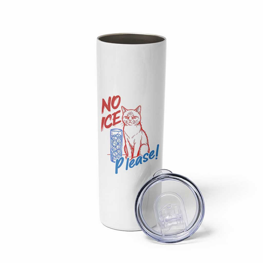 No Ice Please Angry Cat Graphic Skinny Tumbler Subtle Against Ice Protest Political Resistance
