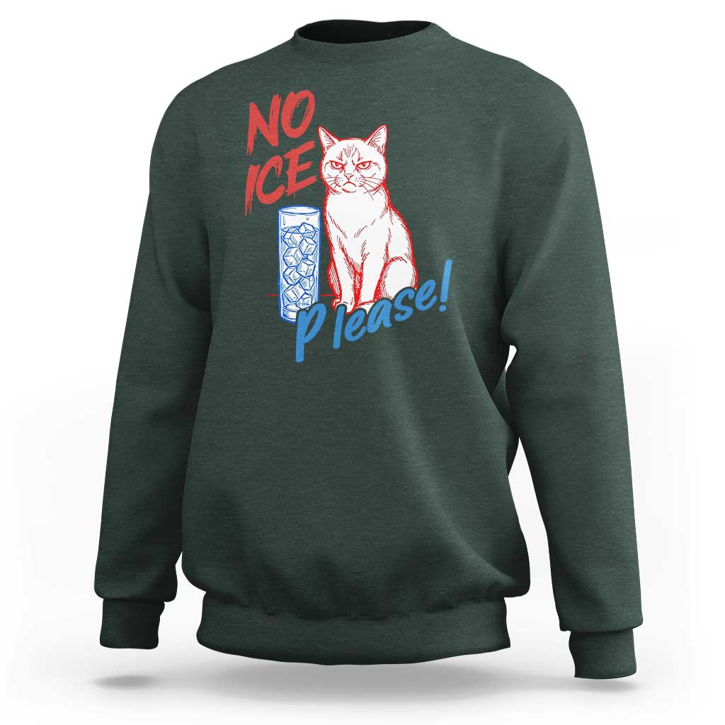 No Ice Please Angry Cat Graphic Sweatshirt Subtle Against Ice Protest Political Resistance