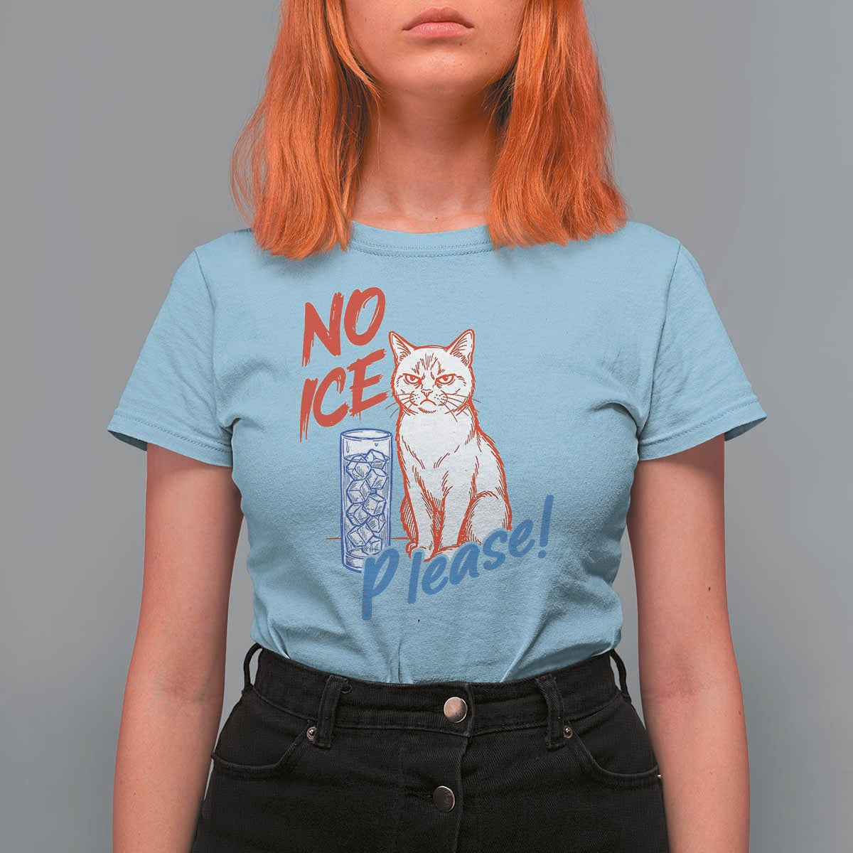 No Ice Please Angry Cat Graphic T Shirt For Women Subtle Against Ice Protest Political Resistance
