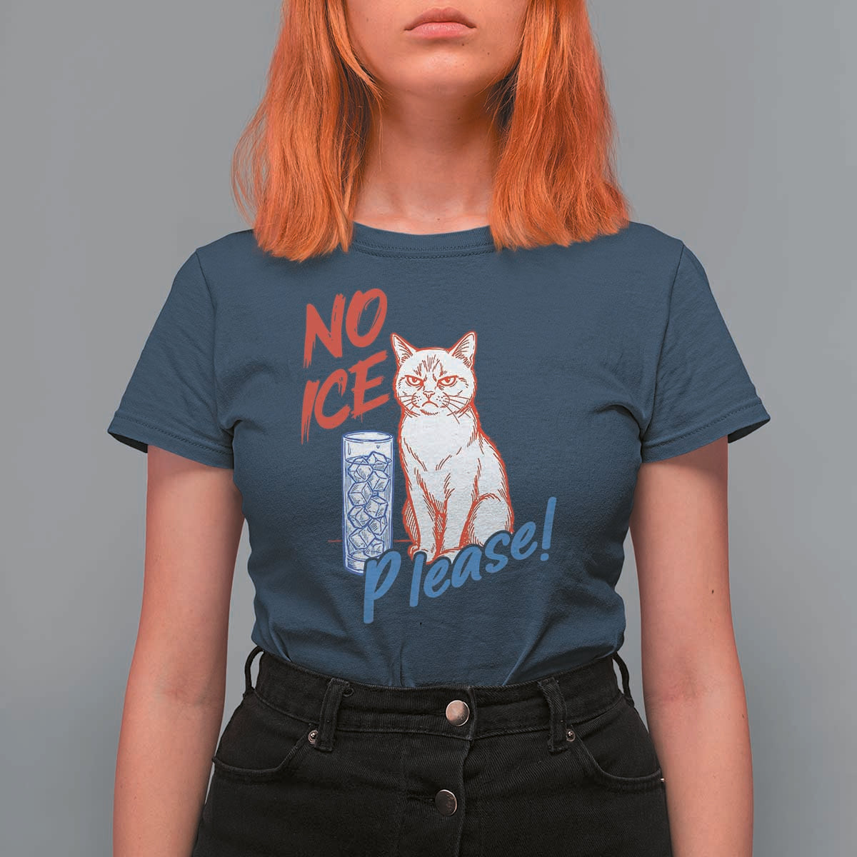 No Ice Please Angry Cat Graphic T Shirt For Women Subtle Against Ice Protest Political Resistance