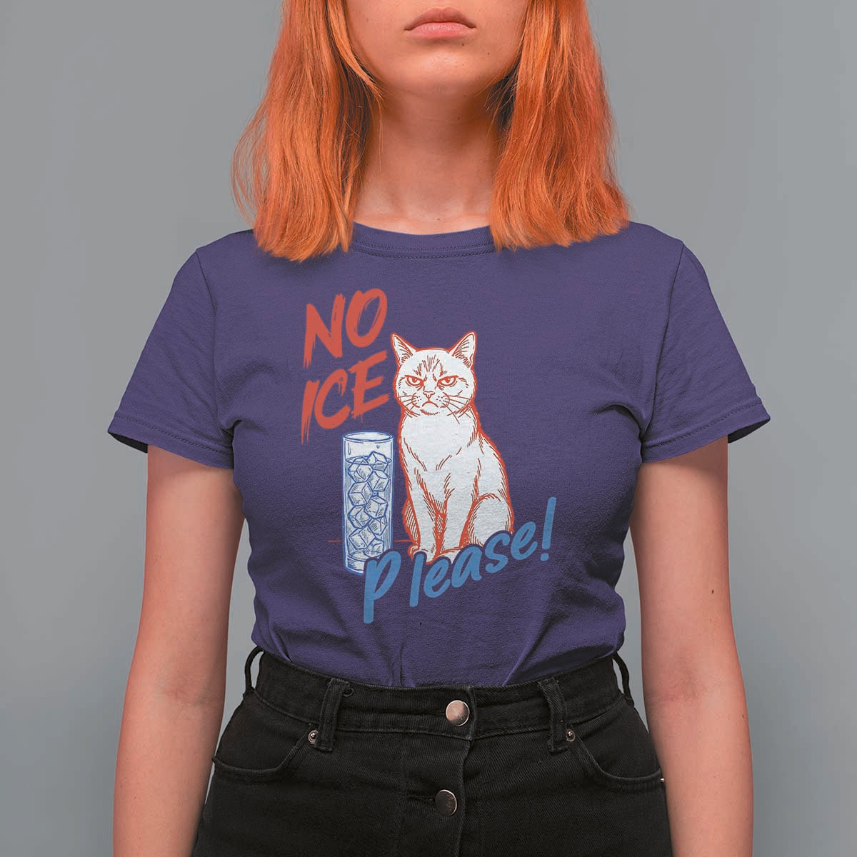 No Ice Please Angry Cat Graphic T Shirt For Women Subtle Against Ice Protest Political Resistance
