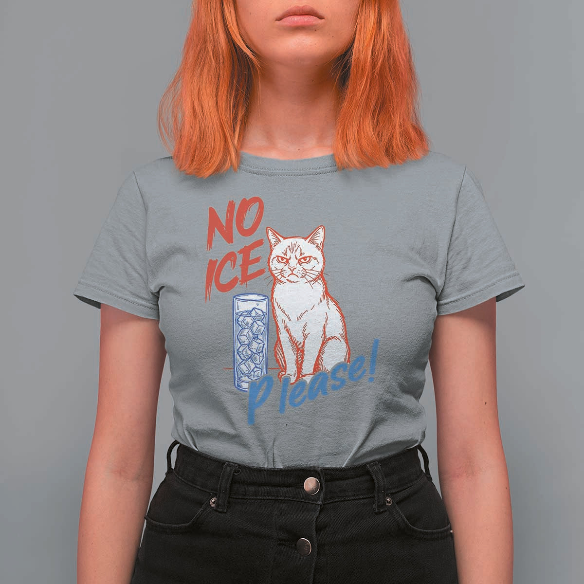 No Ice Please Angry Cat Graphic T Shirt For Women Subtle Against Ice Protest Political Resistance